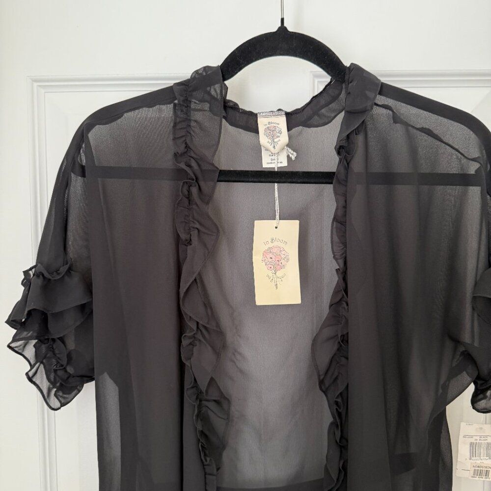 In Bloom Vintage Y2K Sheer Tie Sleeping Dress Short Sleeve in Black Size Small - Picture 3 of 6
